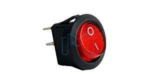 Medium ON-OFF Power Switch Round Rocker Red 2P 20mm KCD1-105 - مفتاح تشغيل دائري أحمر