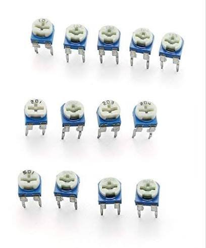 65pcs Trimming Potentiometer top adjustment 100ohm-1Mohm Variable Resistors Assorted Kit 13Type* 5pcs (Plastic Bag) - مجموعة مقاومات متغيرة Potentiometer
